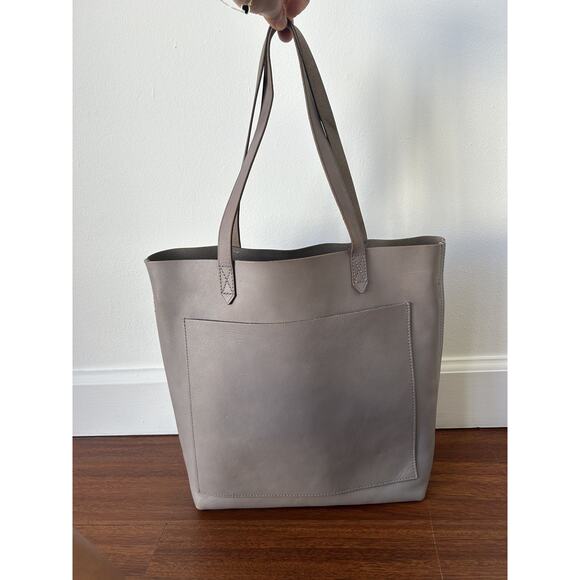 👜 Madewell Medium Grey Leather Transport Tote Bag in Sandstone Casual Work READ - Picture 5 of 6